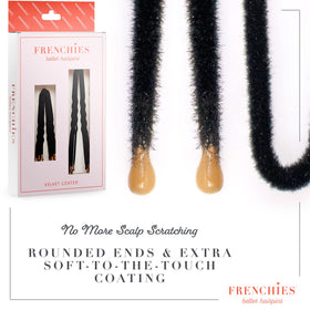 Frenchies black pin blends with hair for discreet security.