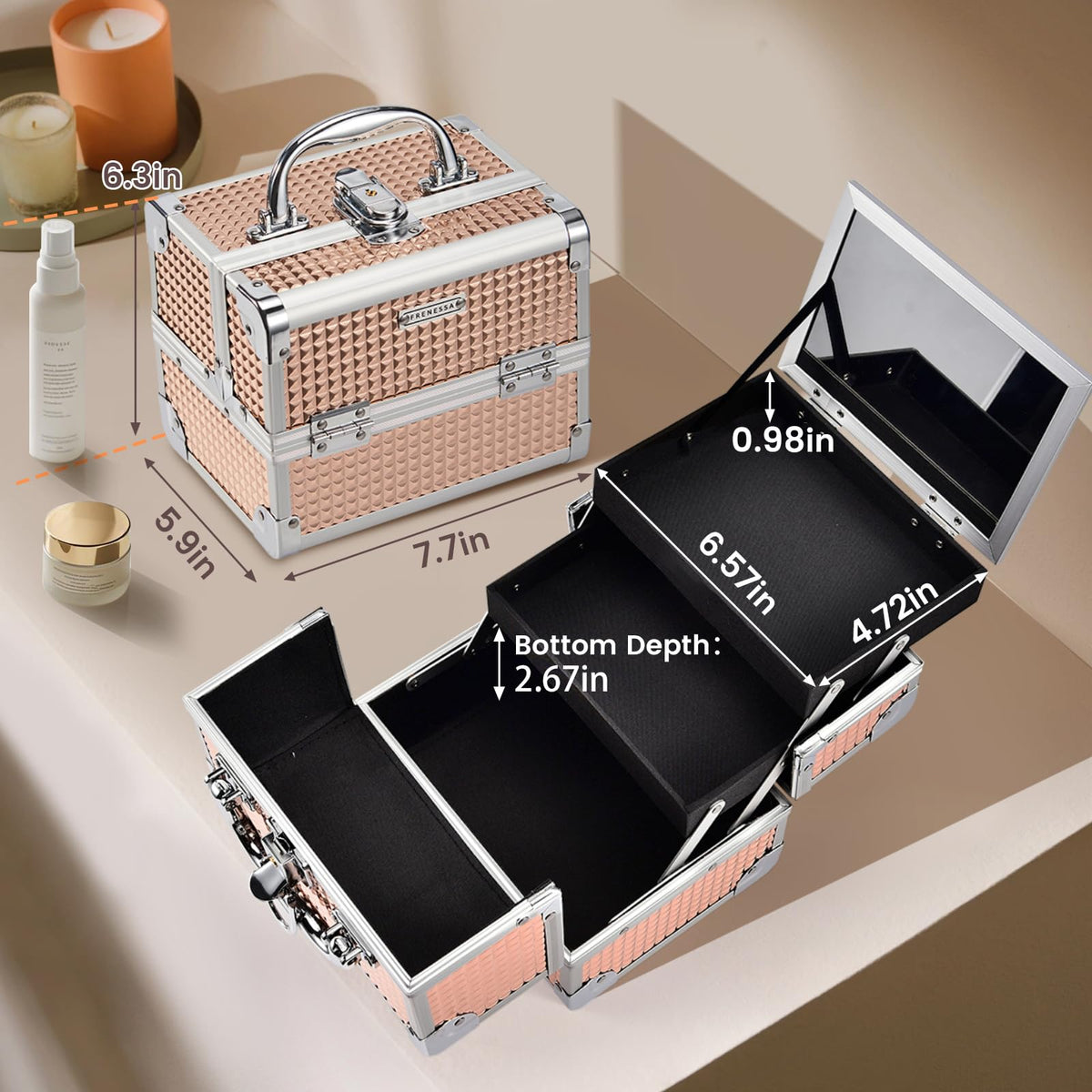 FRENESSA extendable two-tier tray; easy access to brushes and palettes