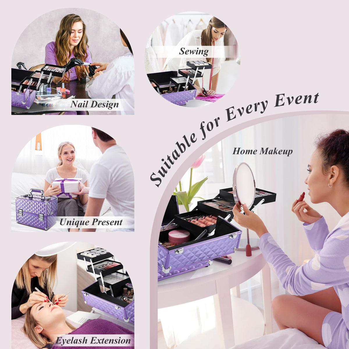 Frenessa lockable cosmetic case with keys for privacy during travel