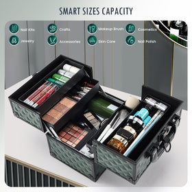 Lockable mechanism of FRENESSA makeup case for secure transport.