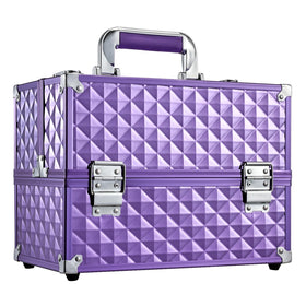 Frenessa makeup train case 12-inch purple closed for secure travel