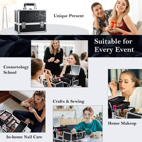 FRENESSA makeup train case interior brush container keeps brushes organized