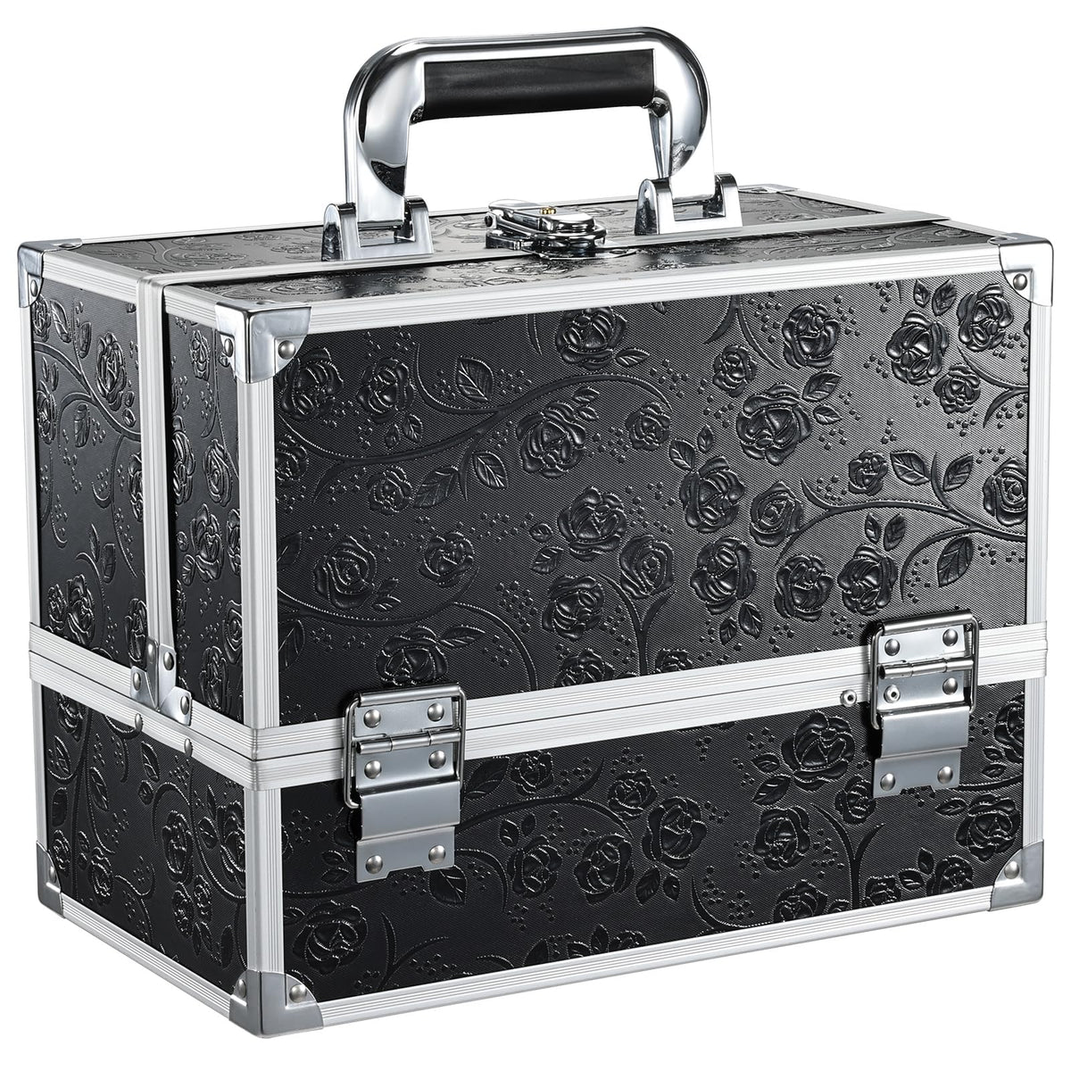 FRENESSA makeup train case closed front view showing compact storage