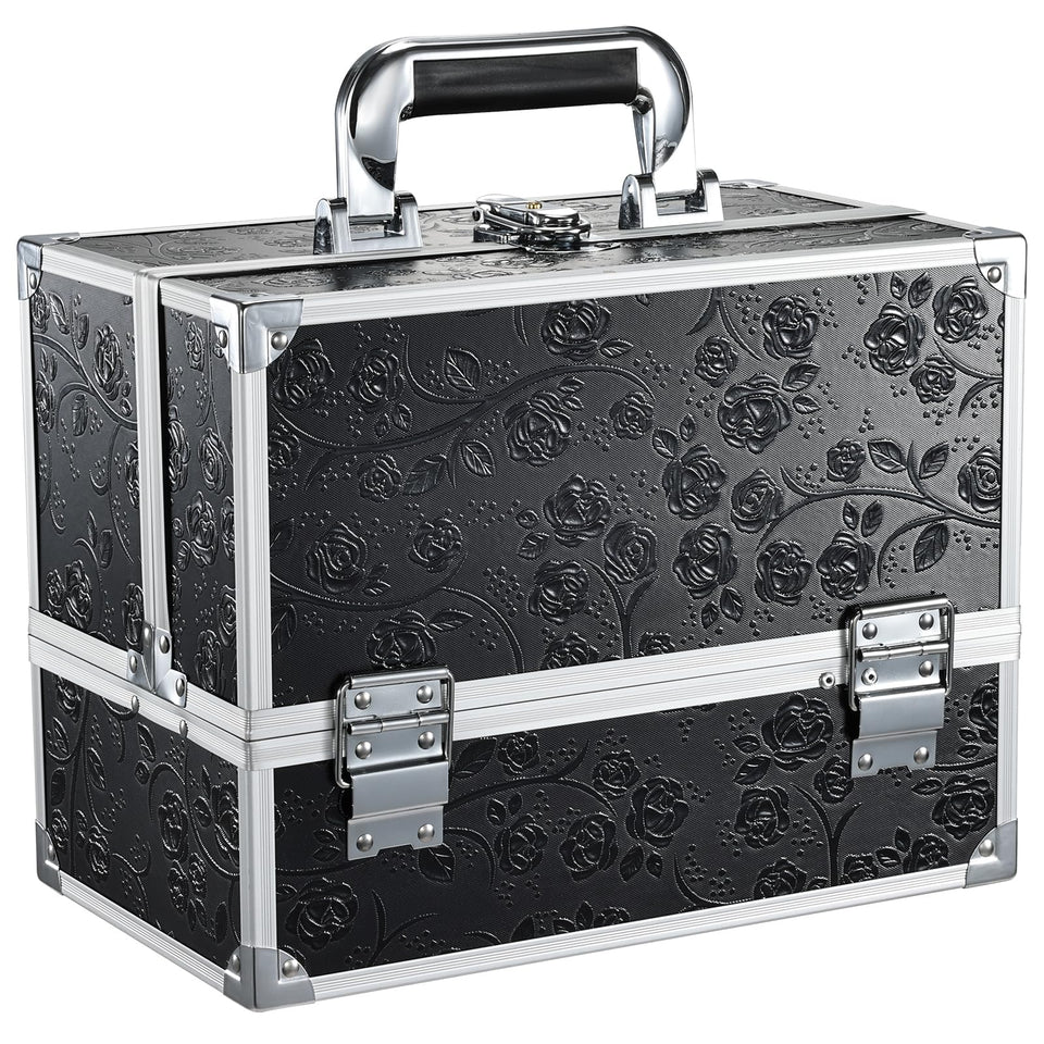 FRENESSA makeup train case closed front view showing compact storage