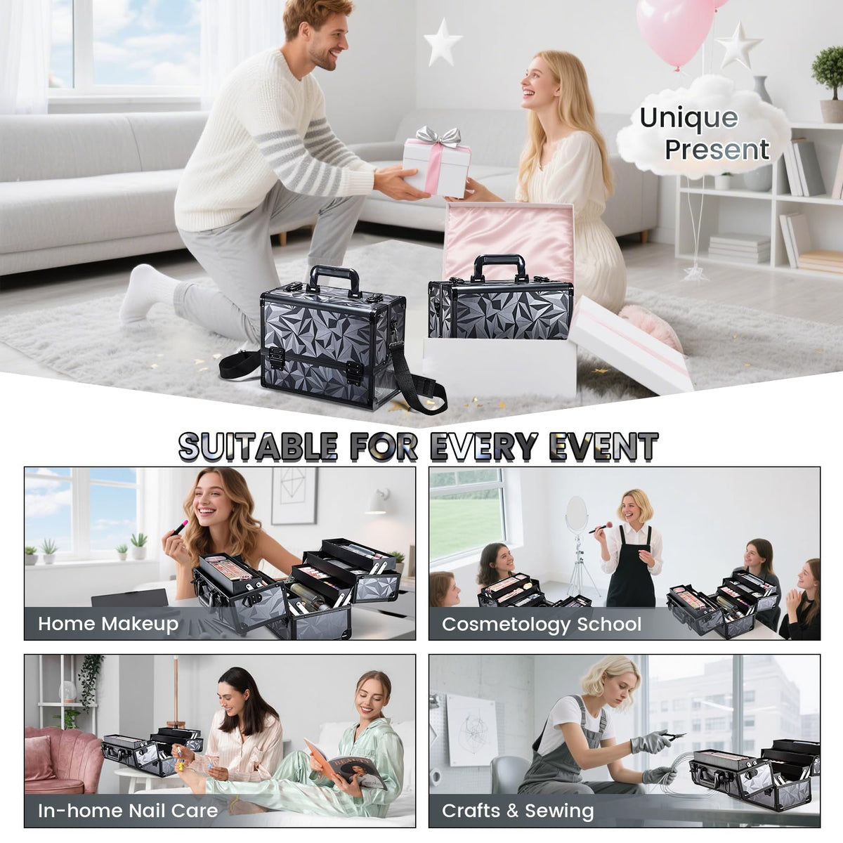 FRENESSA makeup case cleaning made simple with smooth surfaces for quick wipe-down