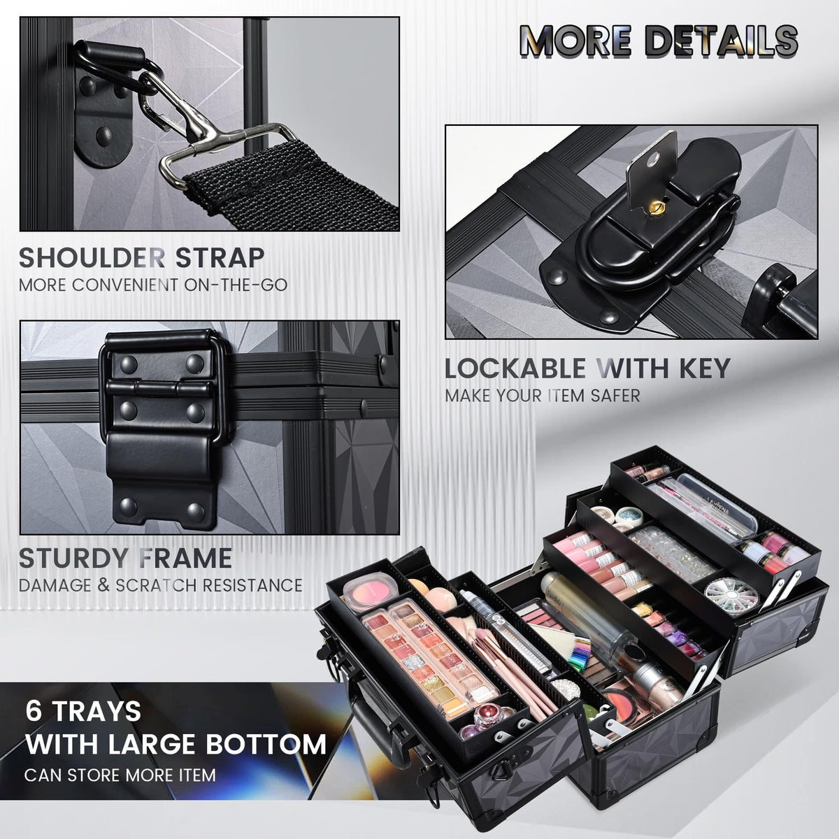 FRENESSA interior trays with dividers showcasing flexible storage for cosmetics and small items