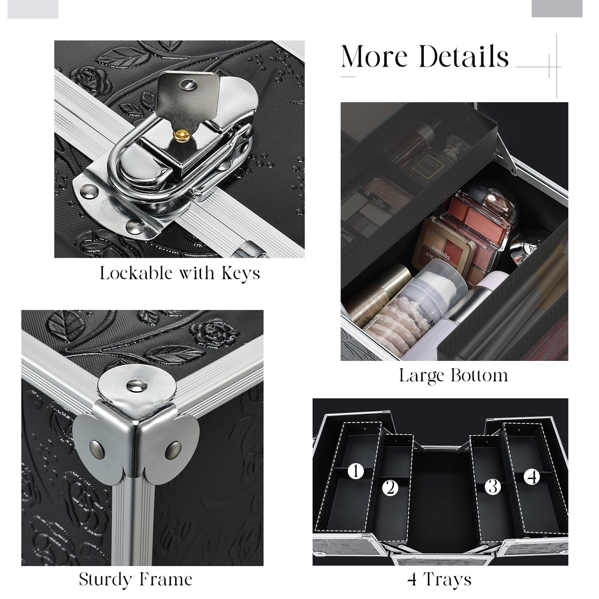 Frenessa lockable case keeps beauty items secure while traveling.
