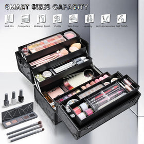FRENESSA elegant black train case as a thoughtful gift for makeup lovers