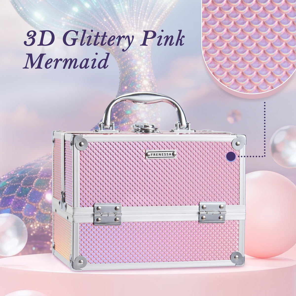 FRENESSA Mermaid Pink reinforced corners guard edges during travel