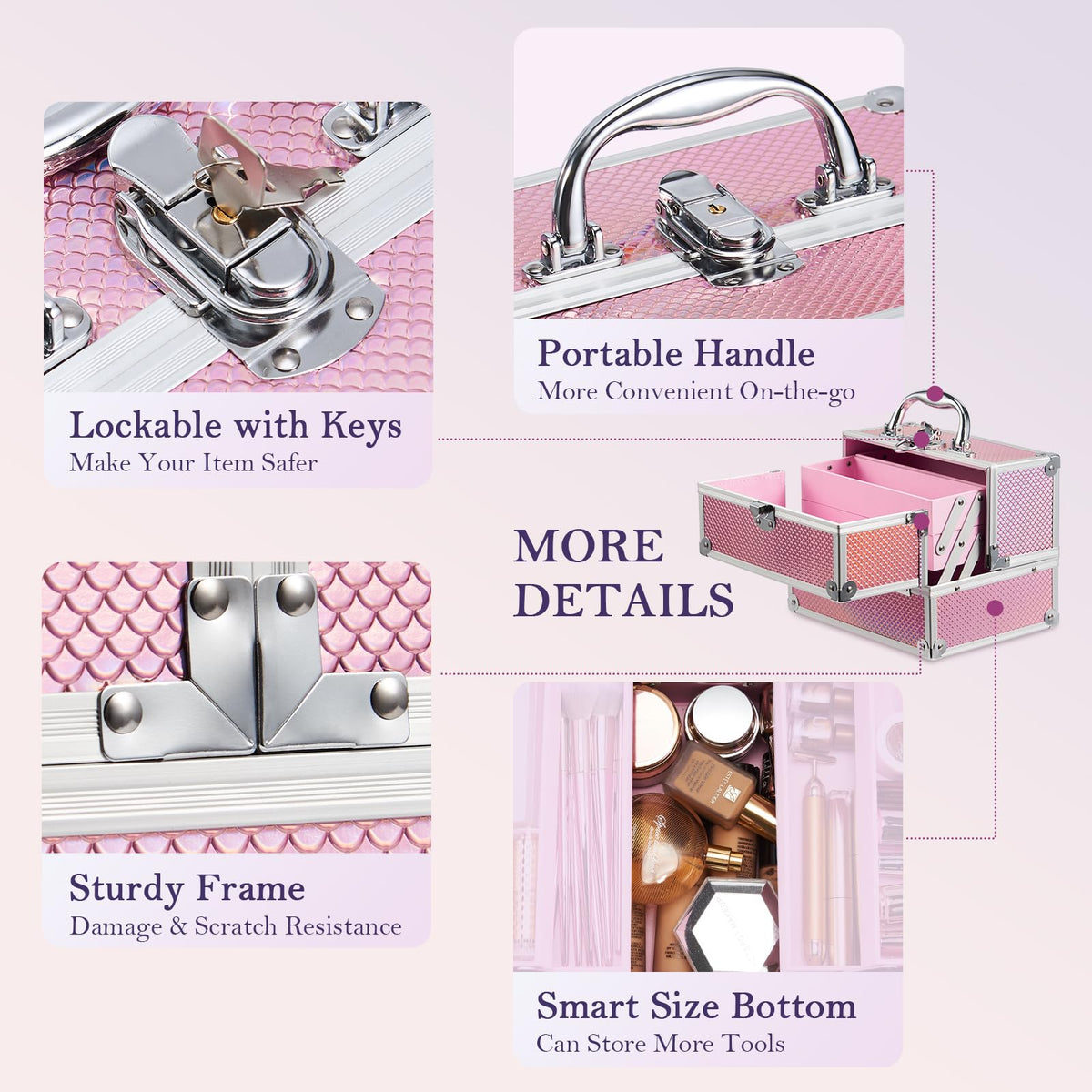FRENESSA Mermaid Pink waterproof glitter surface reflects light while protecting contents