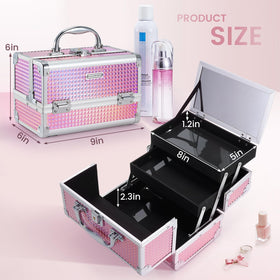 FRENESSA portable makeup case with non-slip handle, easy to carry anywhere