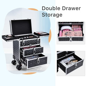 FRENESSA rolling case interior with drawers for brushes and tools.