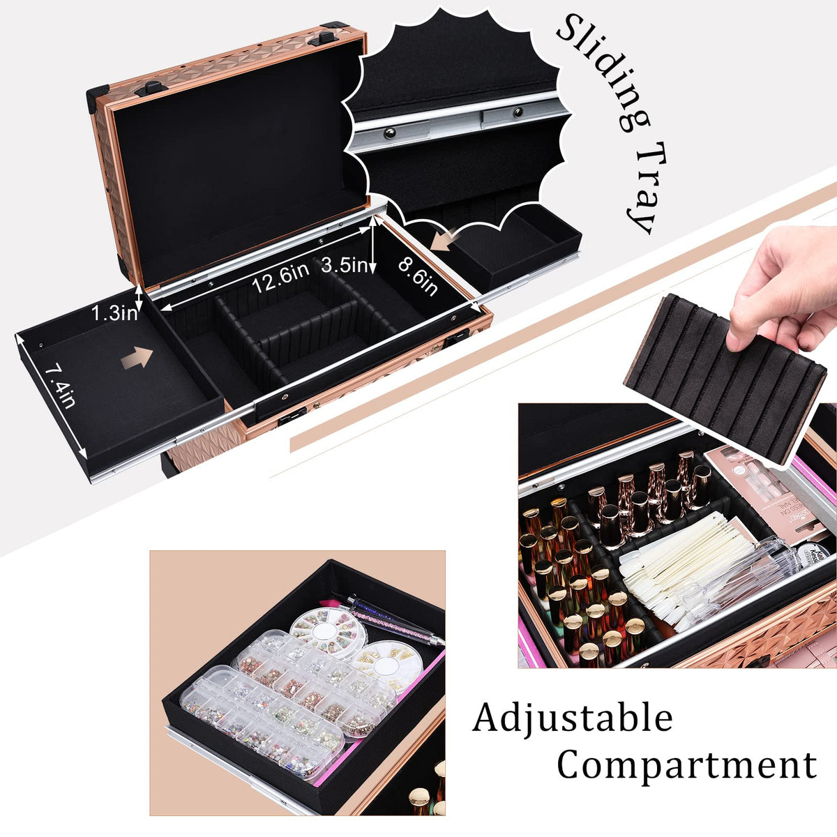 FRENESSA middle drawer organizing brushes, palettes, and nail tools.