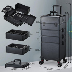 Frenessa rolling makeup case 360-degree wheels glide smoothly during travel.