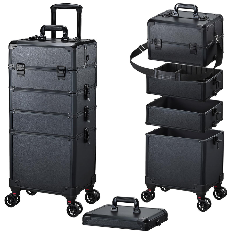 Frenessa rolling makeup case lid demonstrates secure, organized storage on the go.