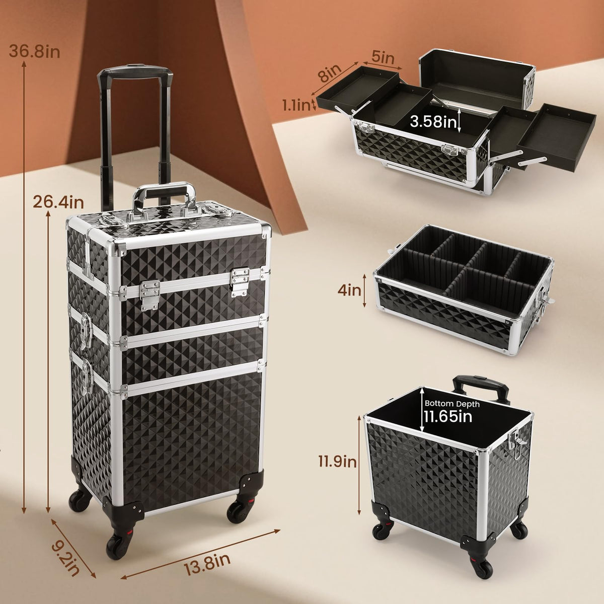 FRENESSA rolling makeup case lock and keys emphasize privacy and security.