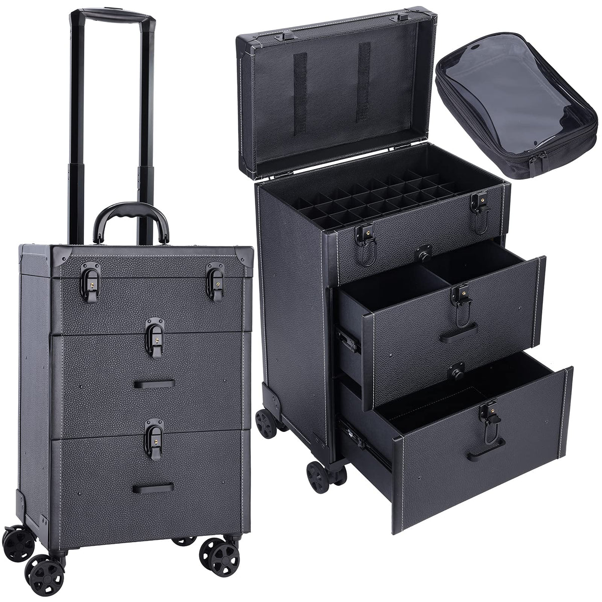 Frenessa rolling nail case exterior in vegan leather, stylish and portable.