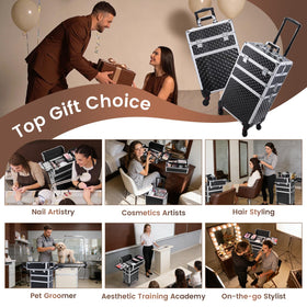 FRENESSA rolling makeup case durable construction for busy makeup artists.