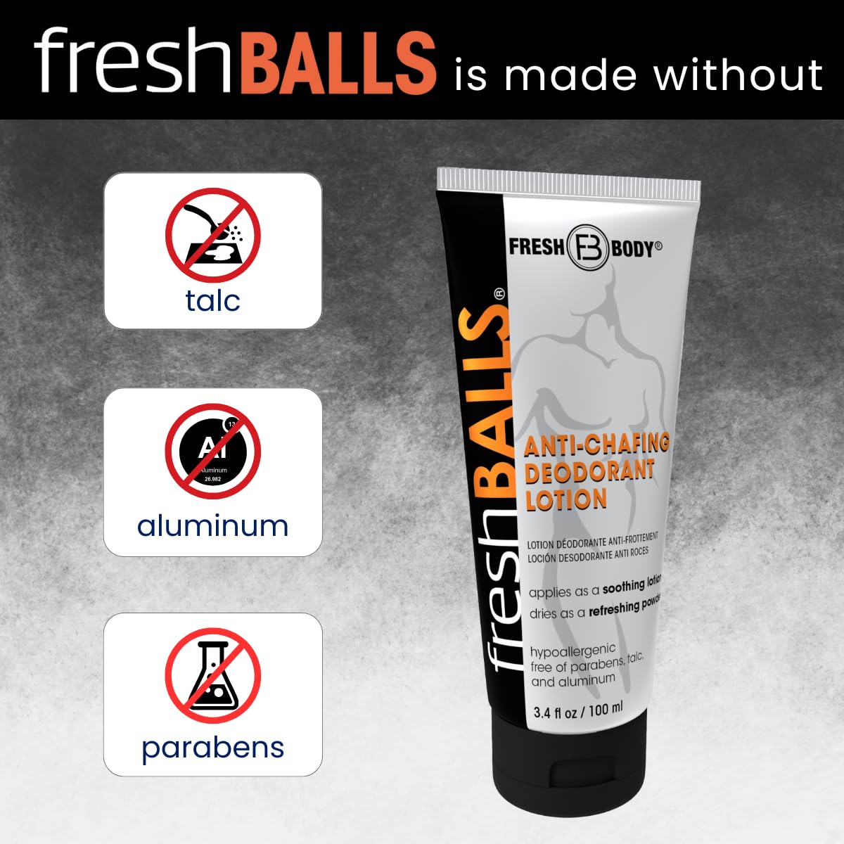 Fresh BALLS oatmeal soothing formula calms irritation in sensitive areas.