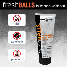 Fresh BALLS oatmeal soothing formula calms irritation in sensitive areas.