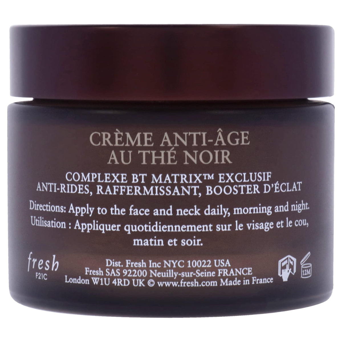 Close-up of Fresh Black Tea Advanced Age Renewal Cream texture for daily hydration