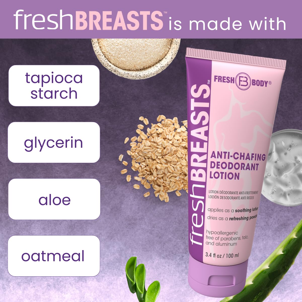 Under-breast area use to prevent chafing with Fresh Breasts