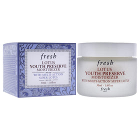 Fresh Lotus Youth Preserve Moisturizer applying on skin for radiant hydration.