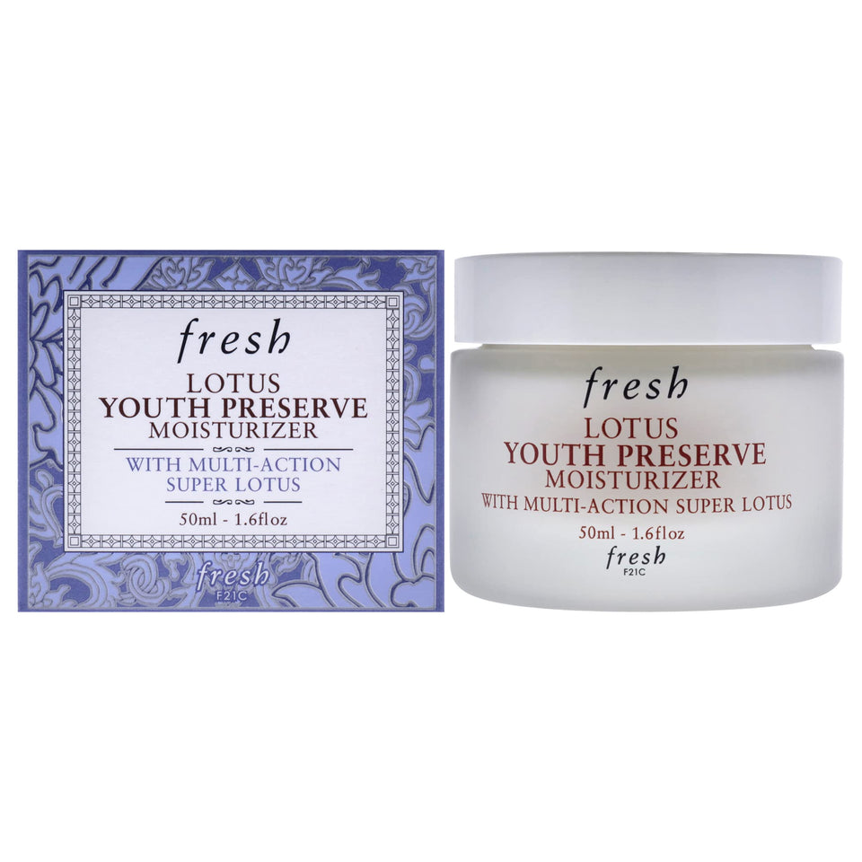 Fresh Lotus Youth Preserve Moisturizer jar closeup showing smooth, protective hydration.
