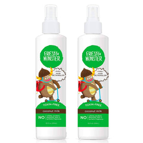 Fresh Monster Kids Detangler Spray bottle front, toxin-free, plant-based formula for easy detangling.