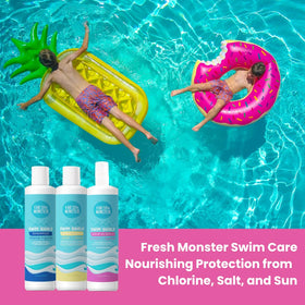 After-swim hair care with Fresh Monster Swim to restore moisture.