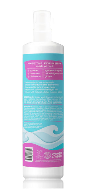 Application of Fresh Monster Swim serum to damp hair before swimming.