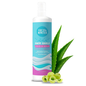 Fresh Monster Swim Leave-In Serum bottle close-up for pre-swim protection.