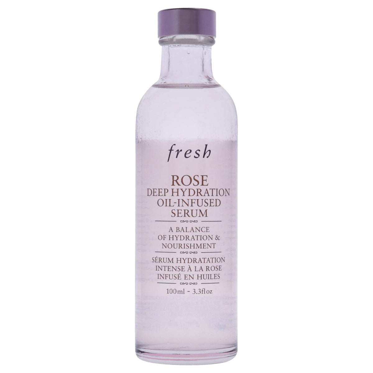 Fresh Rose Deep Hydration serum after shaking, ready for a balanced, silky skin feel.
