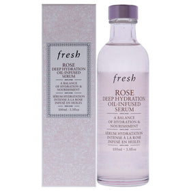 Fresh Rose Deep Hydration serum bottle showing dual-phase formula for quick hydration.