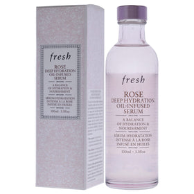 Fresh Rose packaging highlights damask rose extract for calming, hydrating presentation.