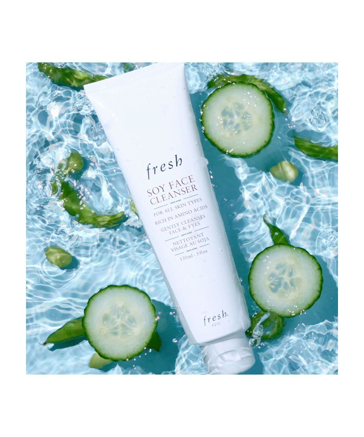 Fresh Soy Face Cleanser full-size 150ml displayed on vanity