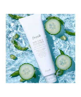 Fresh Soy Face Cleanser full-size 150ml displayed on vanity