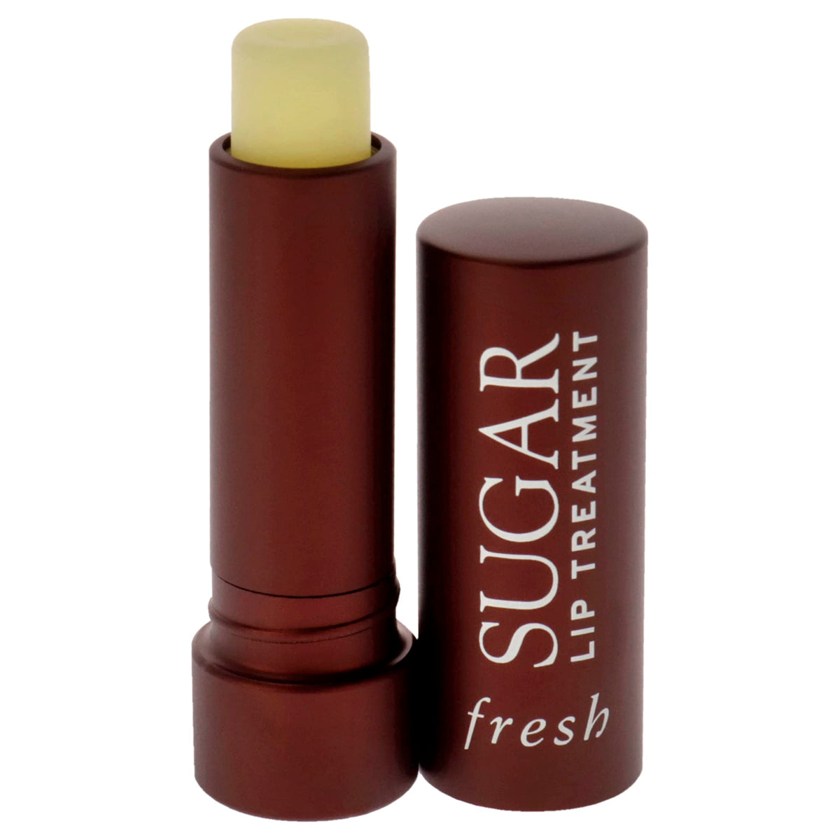 Fresh Sugar Lip Treatment Original Lip Balm swatch on lips showing sheer, buildable color and hydration