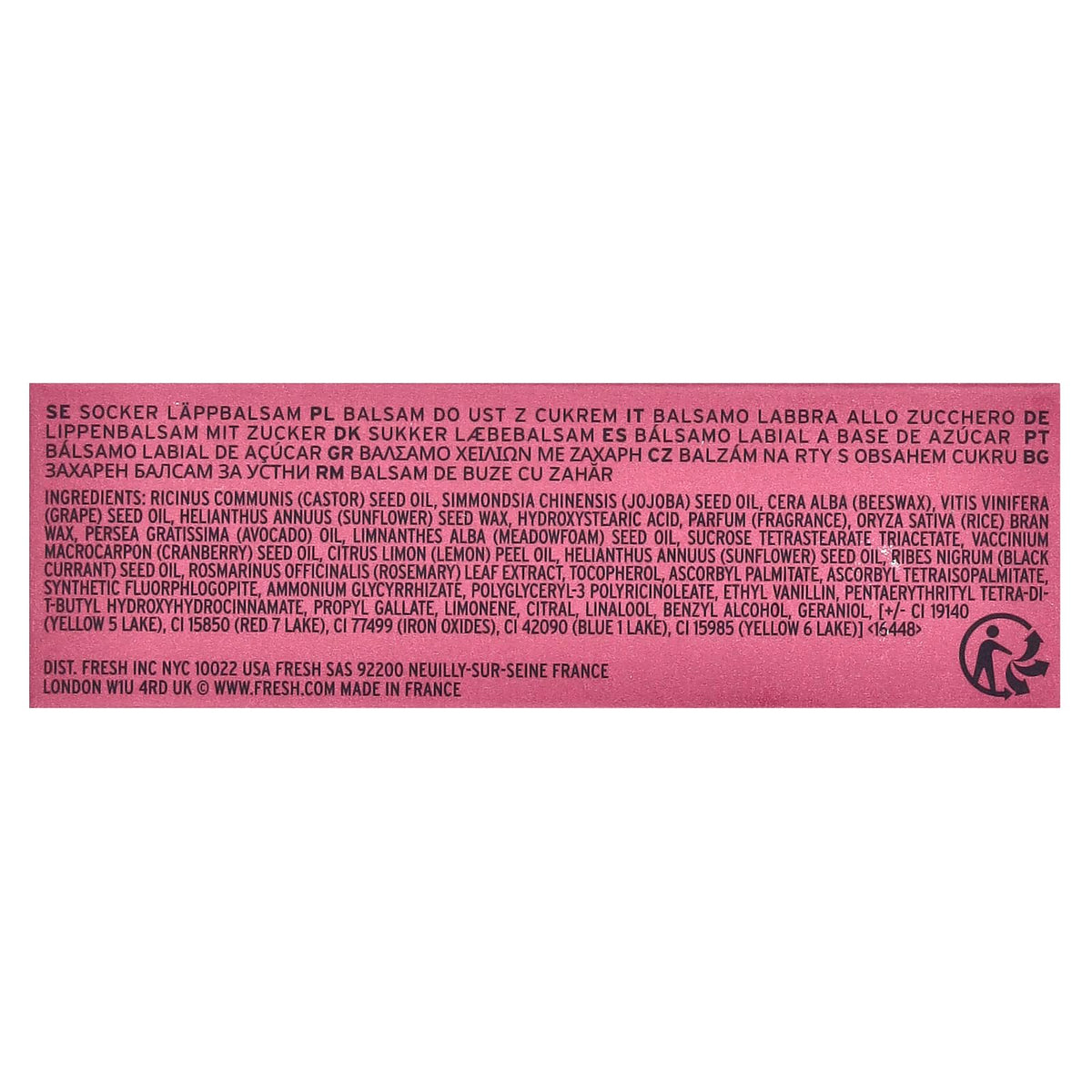 Fresh Sugar Lip Treatment Plum color swatch on lips for a soft, buildable tint.