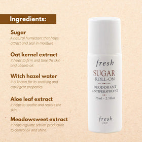 Fresh Sugar Roll-On packaging highlights its compact, travel-friendly design.