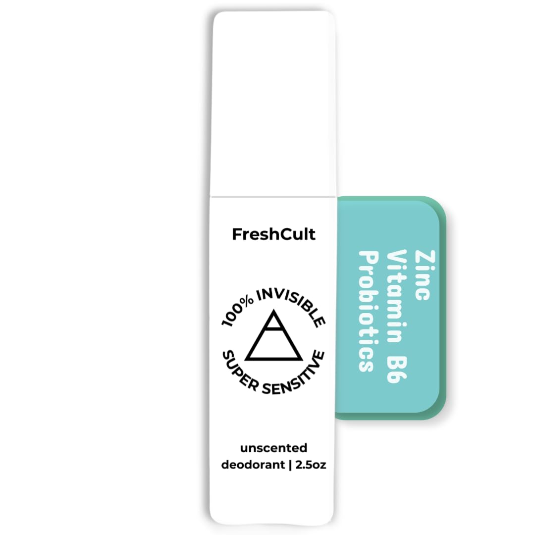 FreshCult Unscented Deodorant Spray bottle, fragrance‑free protection for sensitive skin