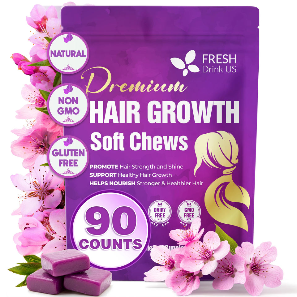 FreshDrinkUS hair growth chews bottle for daily beauty routine