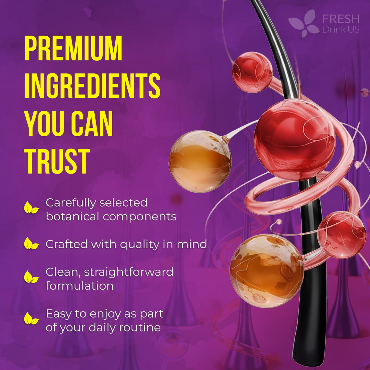 FreshDrinkUS premium ingredients banner reflecting quality and process
