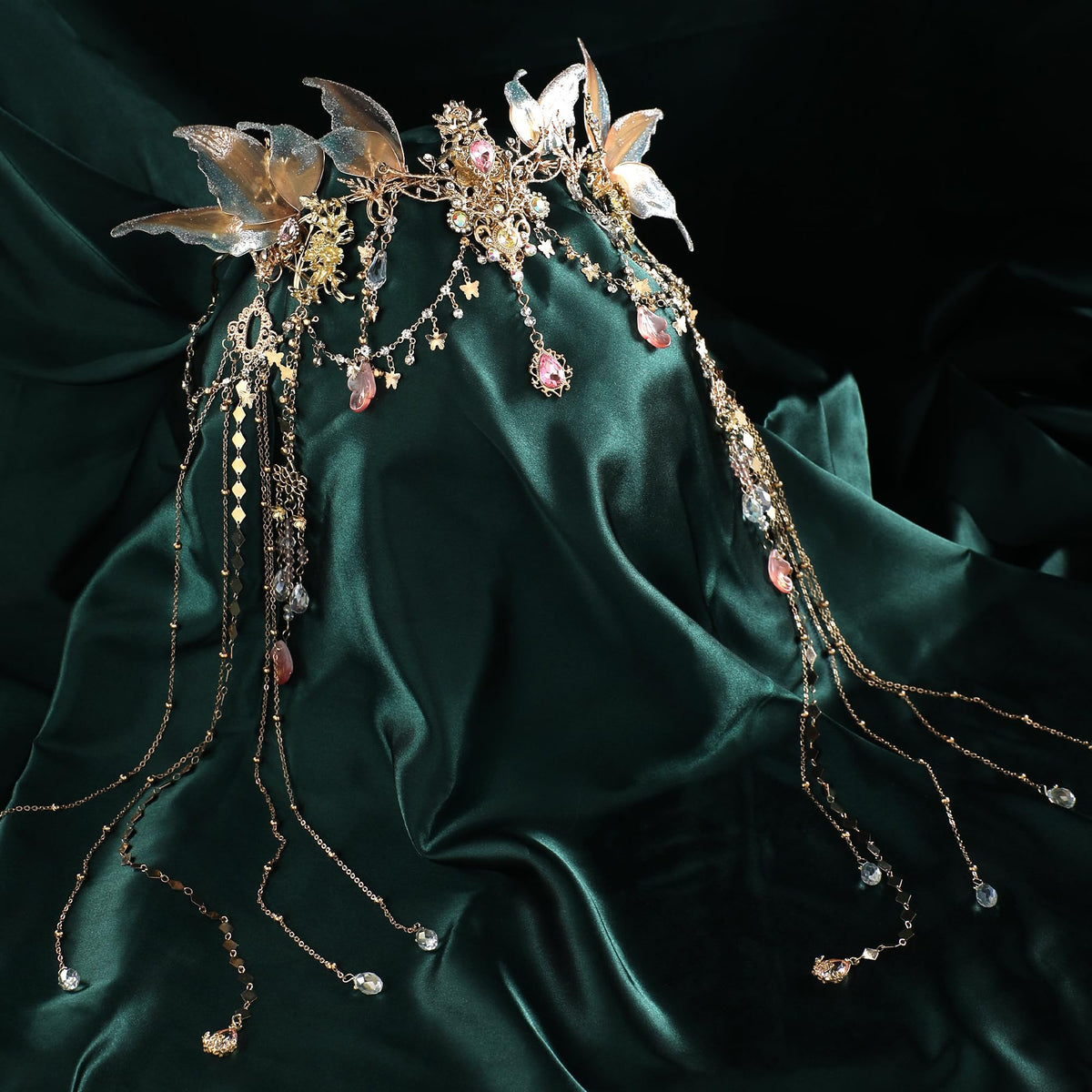 FreshME elven tiara with butterfly wings worn for wedding or Renaissance look