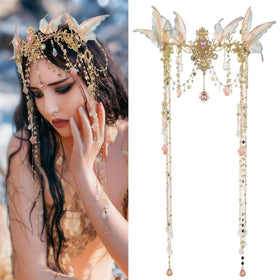 FreshME Renaissance crown side view showing pink butterfly wings for cosplay