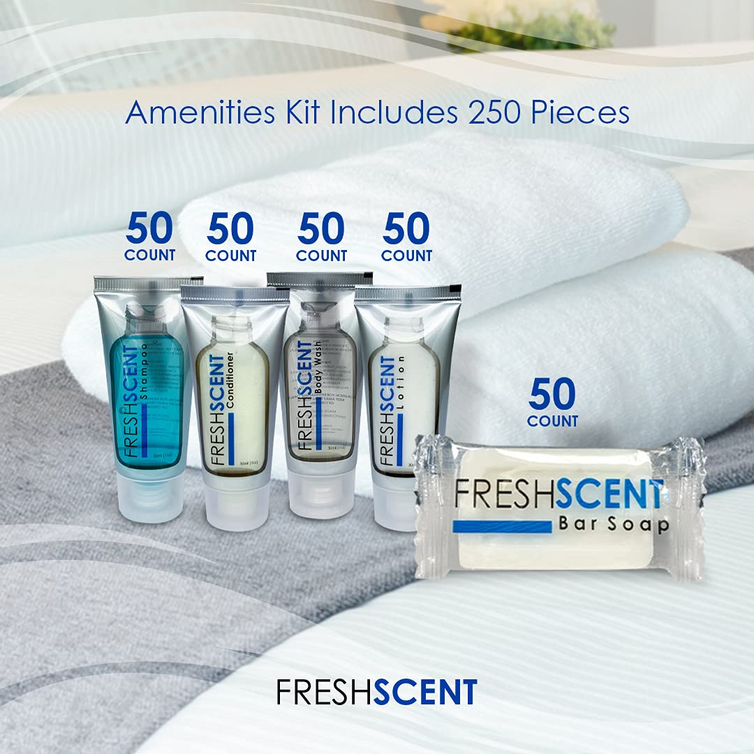 Freshscent Hotel Collection conditioner tube for smooth hair after guests.