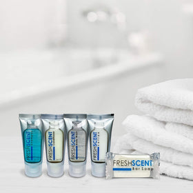 Freshscent modern vertical bottle design complements hotel decor.