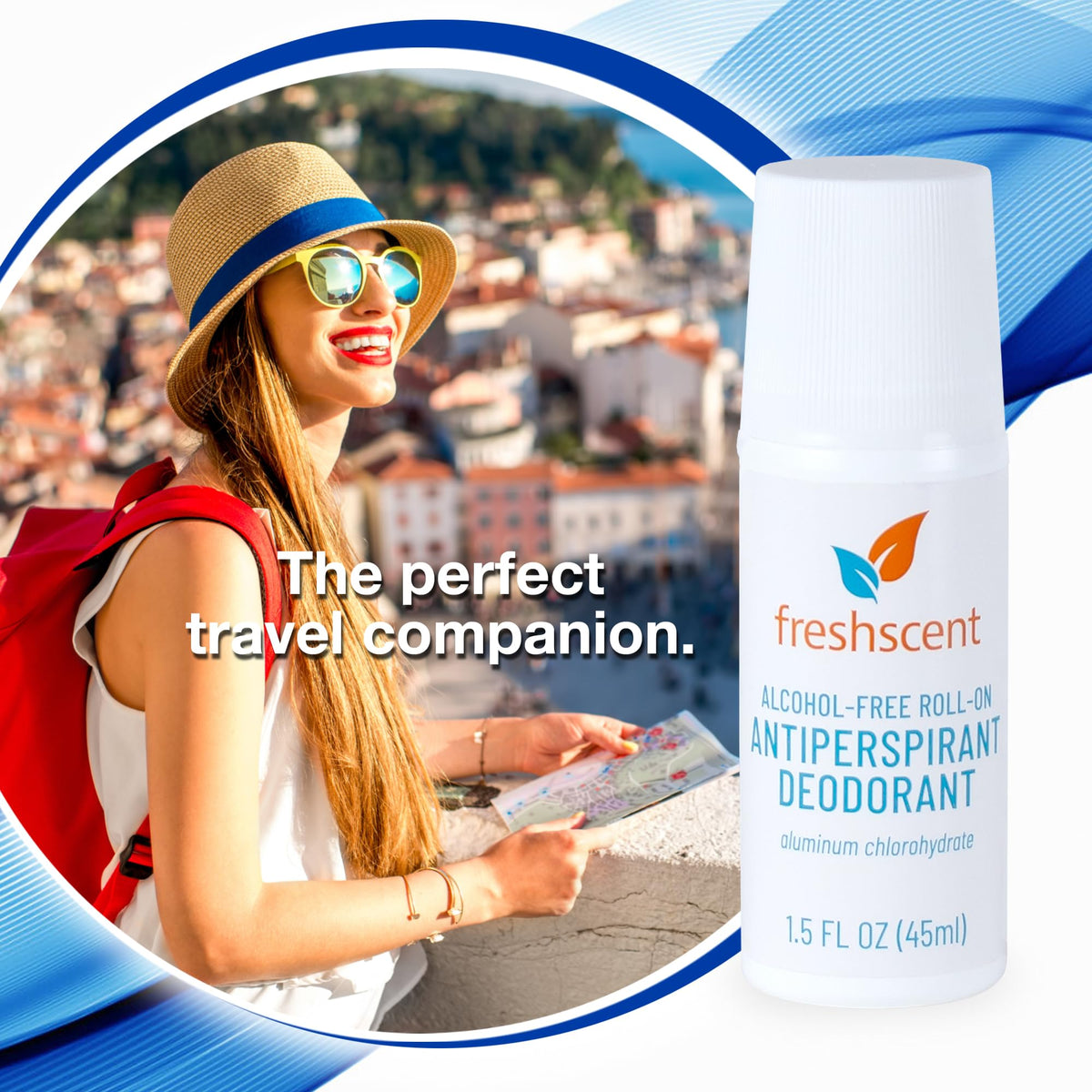 Freshscent roll on deodorant in a daily lifestyle setting for everyday freshness