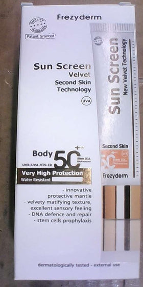 FrezyDerm Velvet sunscreen applied on arm for even, comfortable coverage.