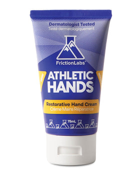 Friction Labs Athletic Hands bottle front showing fast-absorbing, non-greasy hand cream for athletes.